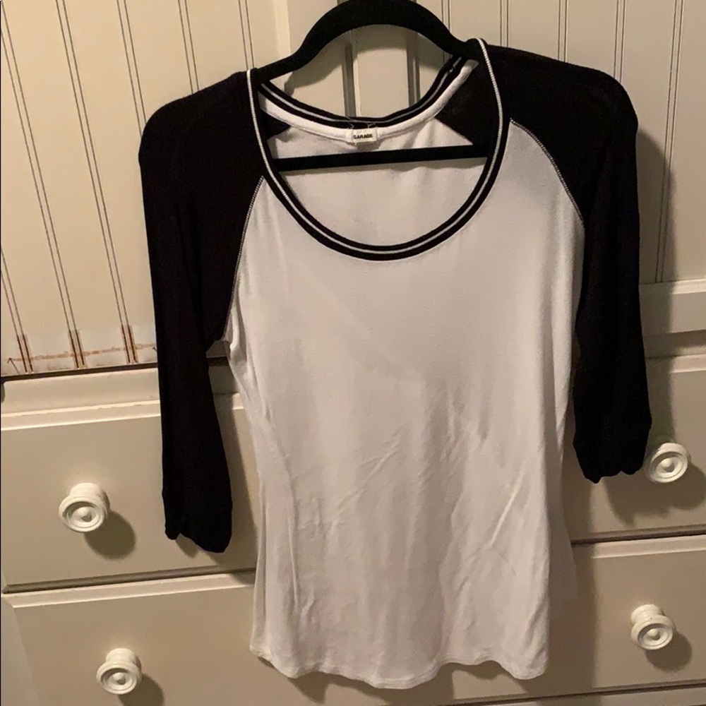 Black and white baseball tee